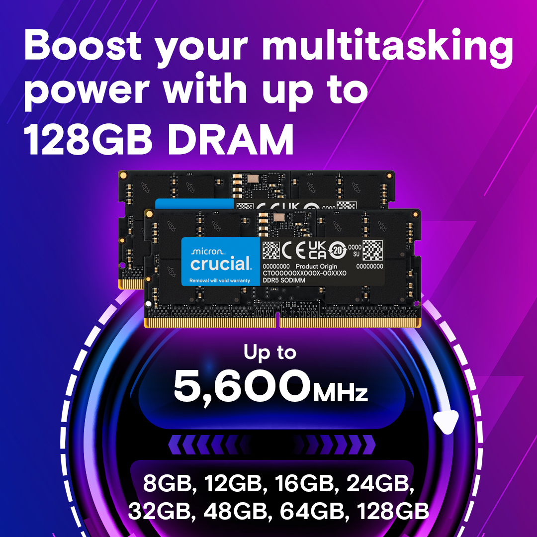 Crucial 64GB Kit (32GBx2) DDR5-5600 SODIMM | CT2K32G56C46S5