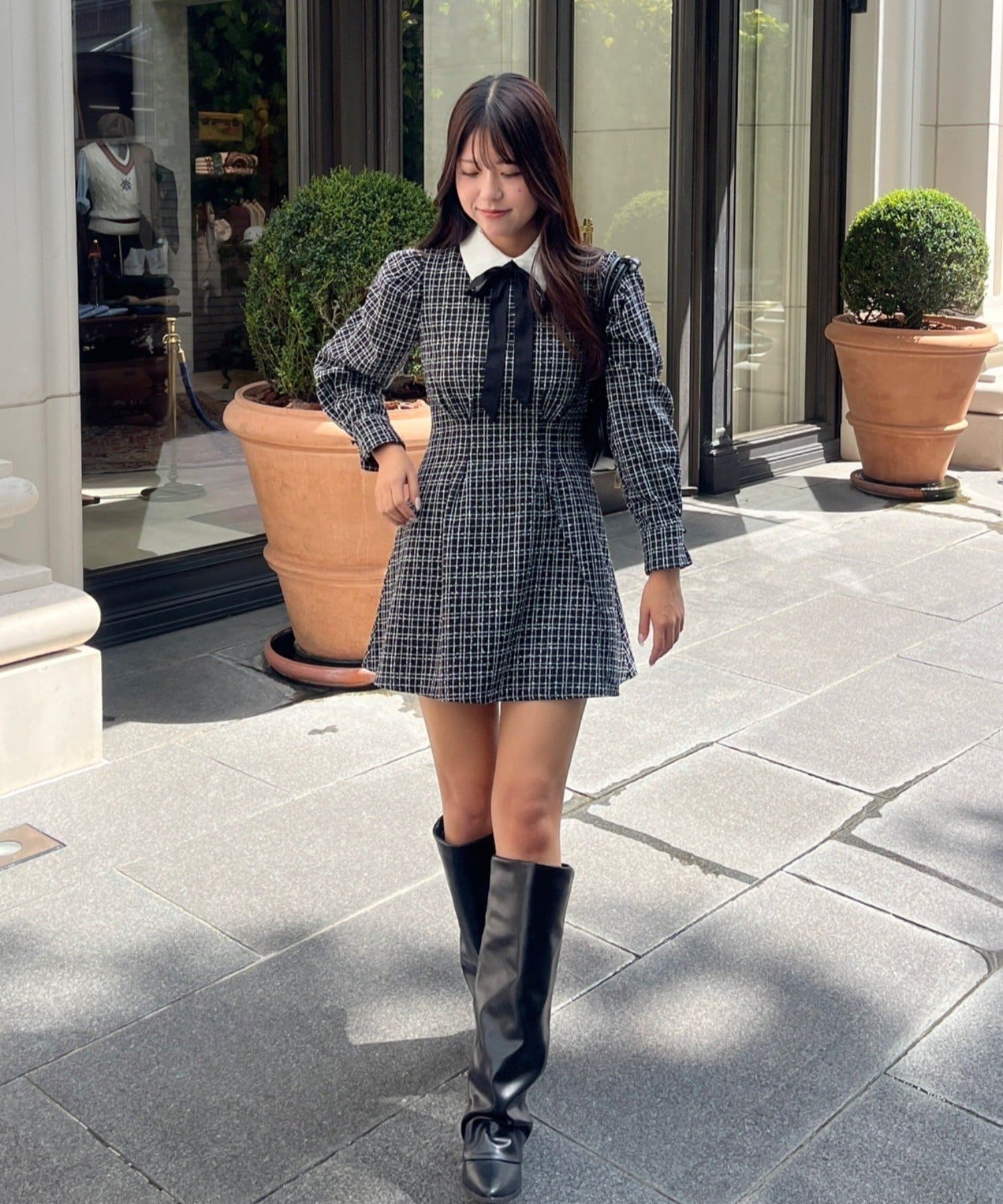 Tweed Collection】ツイード配色衿ミニワンピース | Remind me and