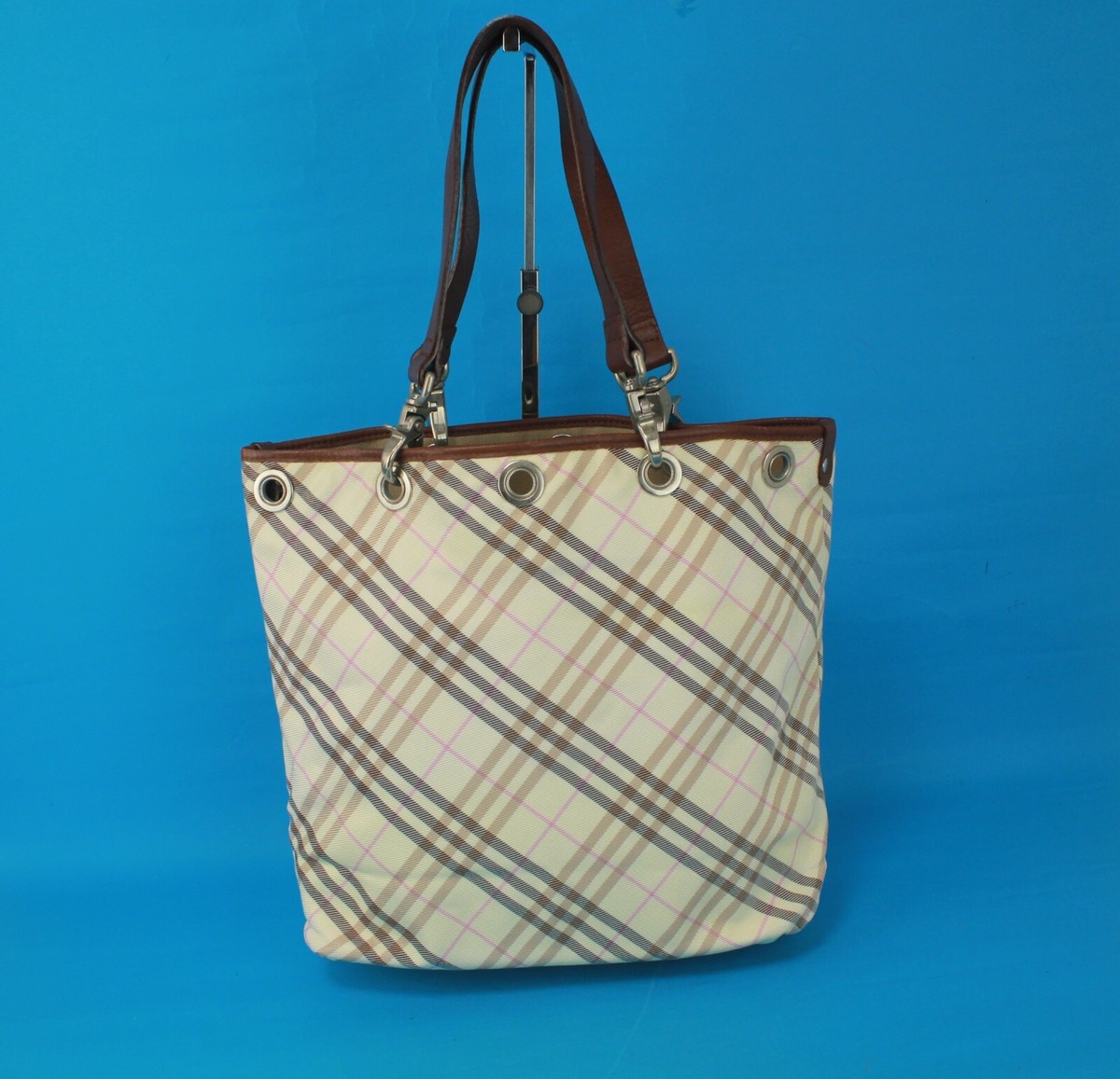 BURBERRY BLUE LABEL Nova Check Canvas & Leather Tote Hand Shoulder