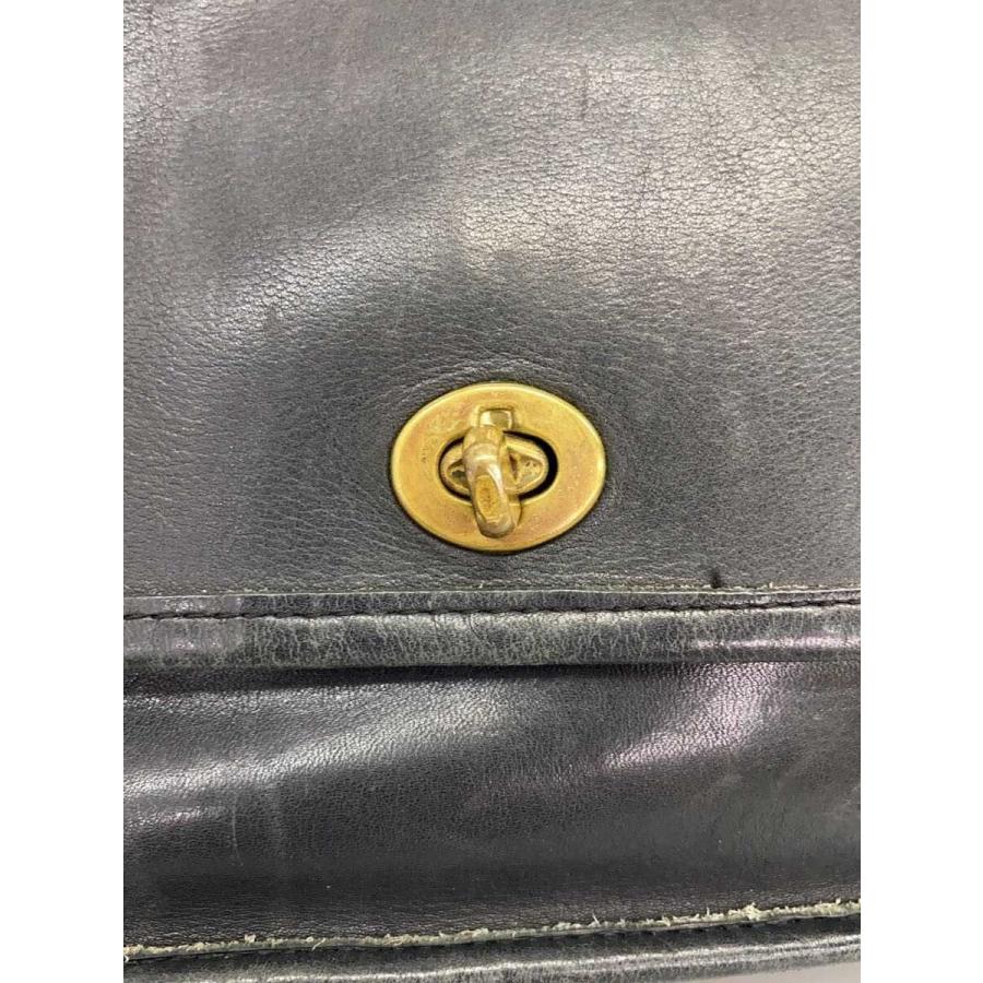 COACH◇オールドコーチ/ターンロックショルダーバッグ/レザー/BLK/9004