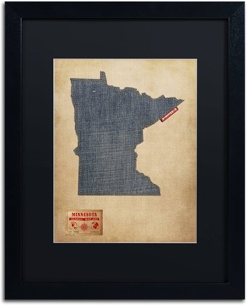 Amazon｜Trademark Fine Art ミネソタ地図 デニムジーンズ スタイル