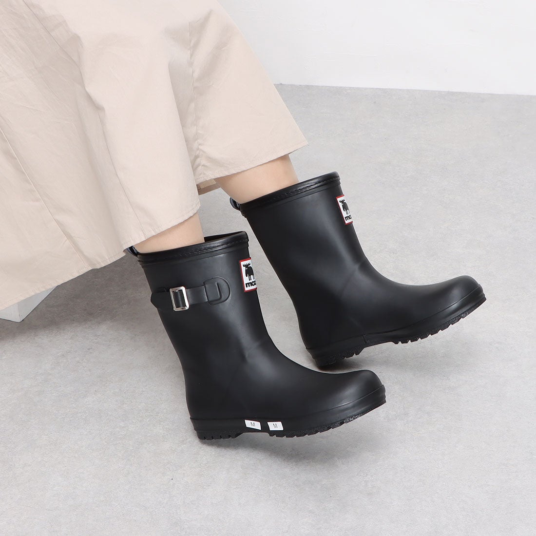 モズ moz レインブーツ レディース ショートブーツ （BLACK