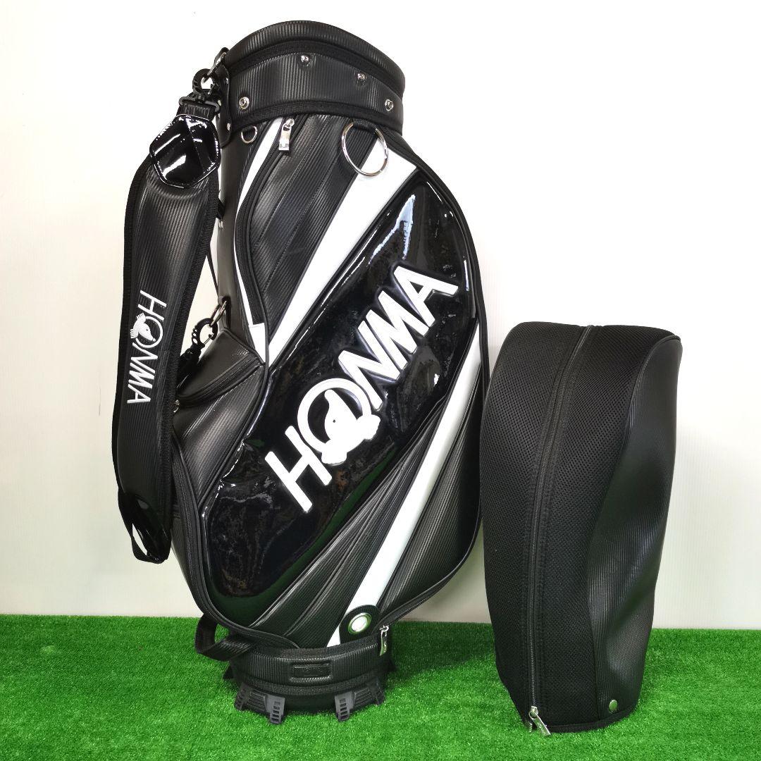 【美品】HONMA ホンマ モグラ ロゴ キャディバッグ ゴルフバッグ 黒/白 送料無料 ほぼ未使用 HONMA ホンマ モグラ キャディバッグ ゴルフ