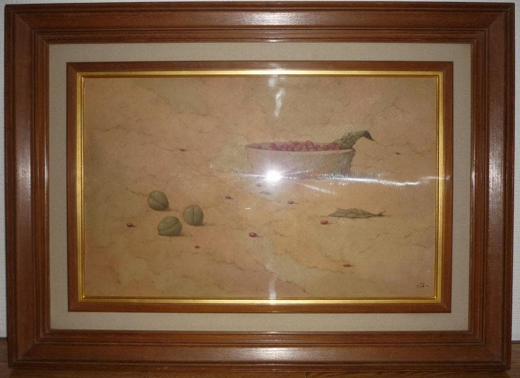 【真作】★絵画★福井良之助　油彩10号　静物　梅田画廊取扱い　箱・黄袋入★L89 福井良之助「想（舞妓）」油絵・F2号 絵画買取・販売の小竹美術