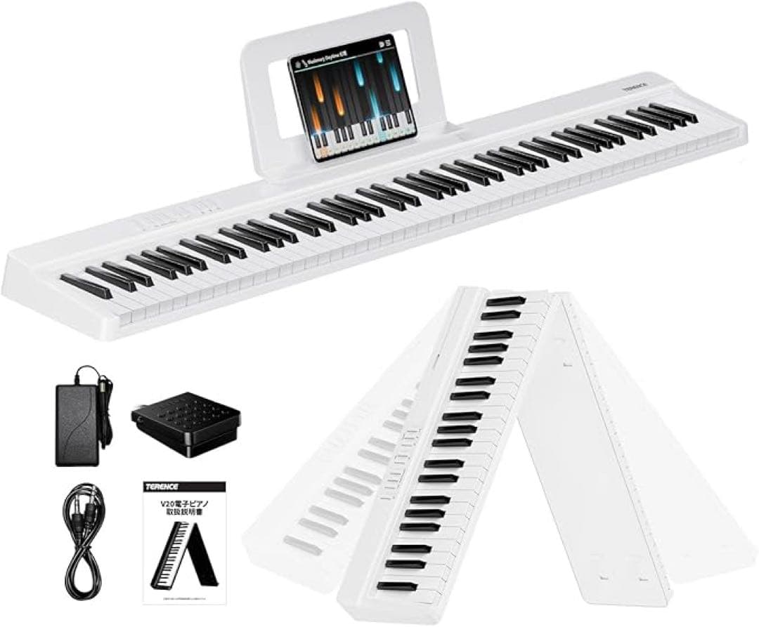 ⭐️電子ピアノ⭐️88鍵盤 折り畳み式 MIDI対応 ペタル付き　キーボード　充電式 Amazon | Yumcute 電子ピアノ 88鍵盤 折りたたみ 2つ折り電子